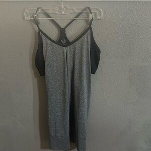Large gray workout top with built in sports bra